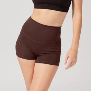 POPFLEX Supersculpt Booty Short with Pockets Size Medium French Roast